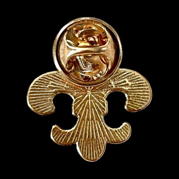 Stylish Gold Fleur de Lis Rhinestone Lapel Brooch - Versatile Pin for Any Attire - Picture 3 of 3